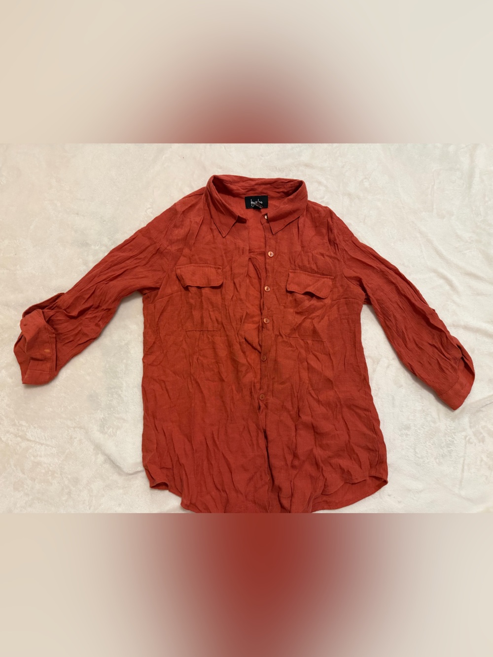 by & by Women's Button-Up Blouse in Rust Orange